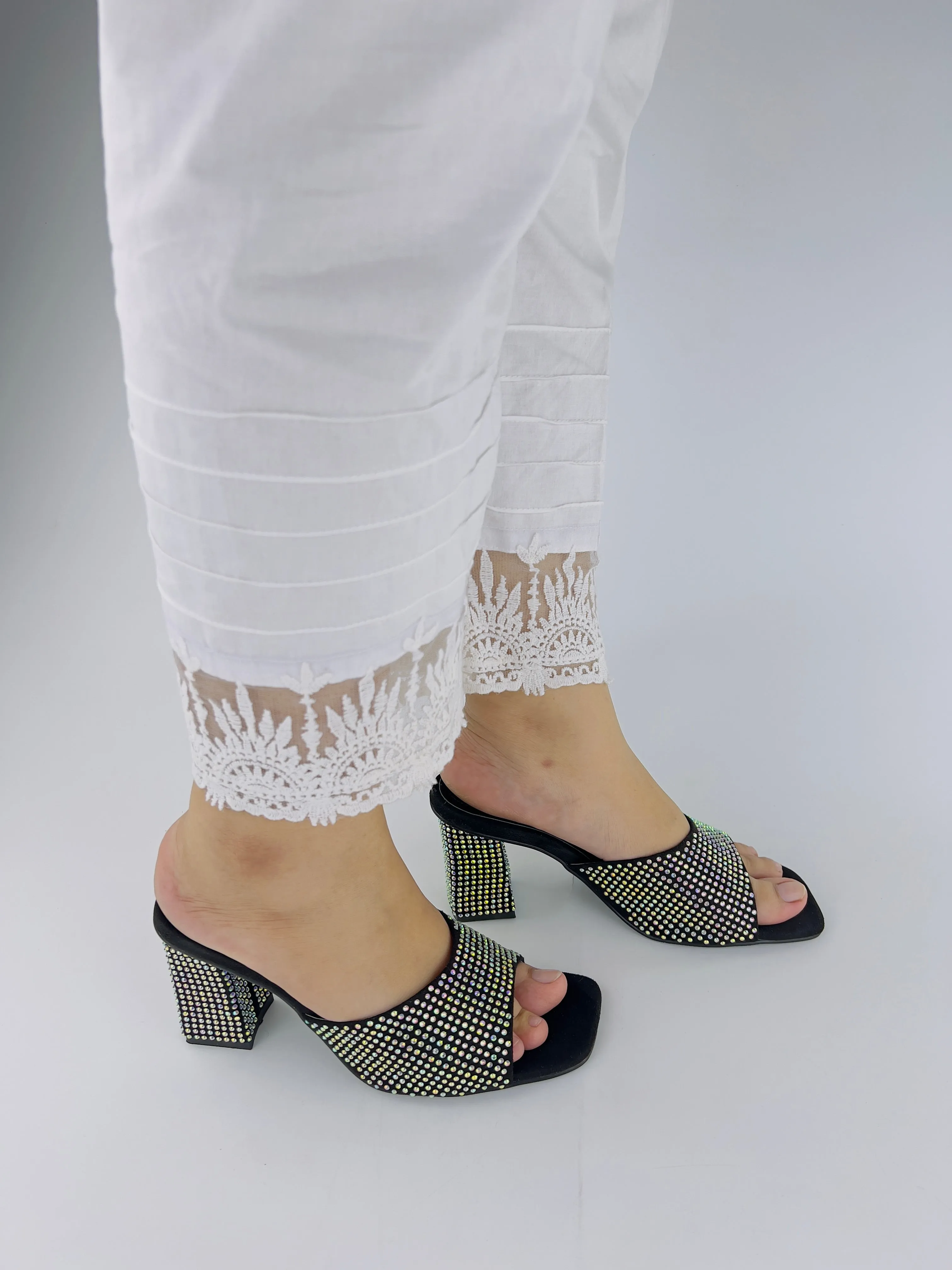 Anja Black Suede Crystal Embellished High Block Heel 0006-Blk