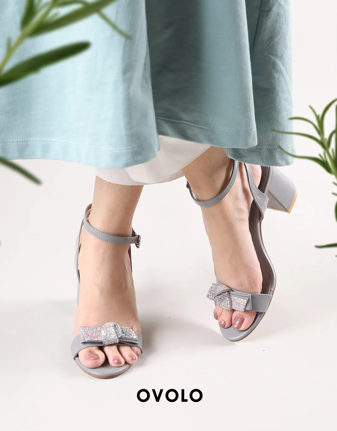 Aria Block Heels - Grey