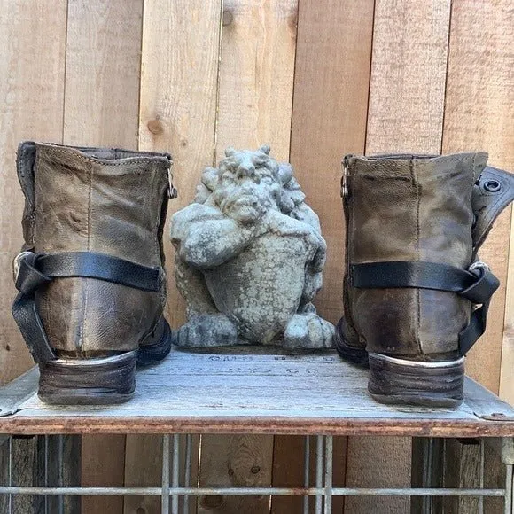 A.S.98 Boho Moto Biker Zip Ankle Bootie Boots