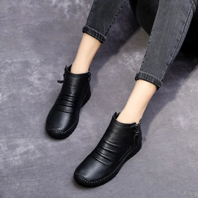 Autumn Winter Casual Leather Ankle Boots