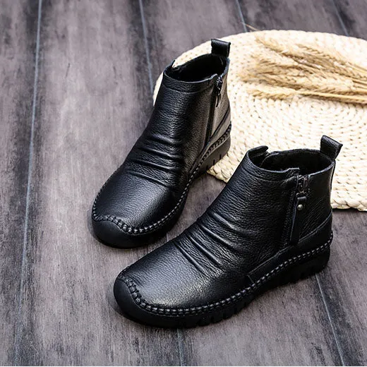 Autumn Winter Casual Leather Ankle Boots