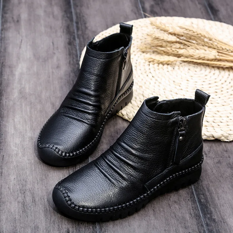 Autumn Winter Casual Leather Ankle Boots