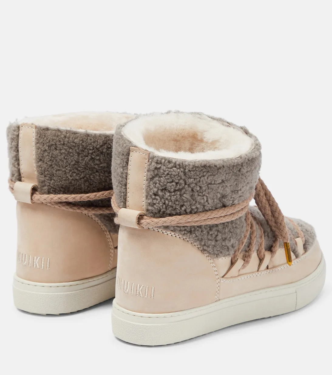 Classic sneakers made of sheepskin and leather ankle boots. Inuikii, multicolor