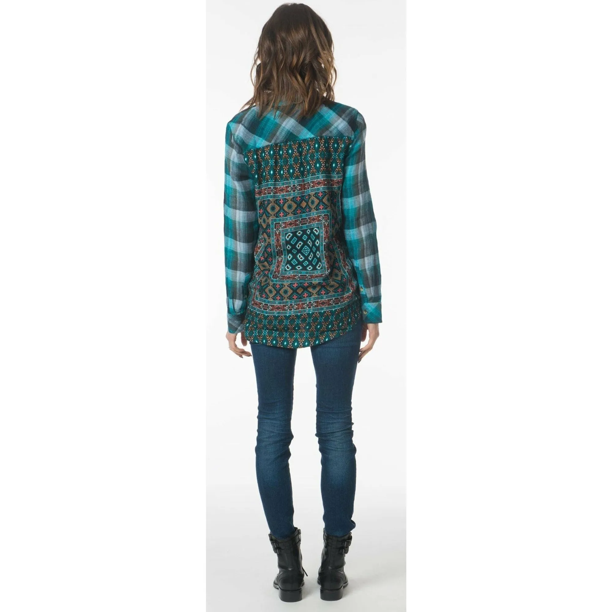 Emma Teal Plaid Top