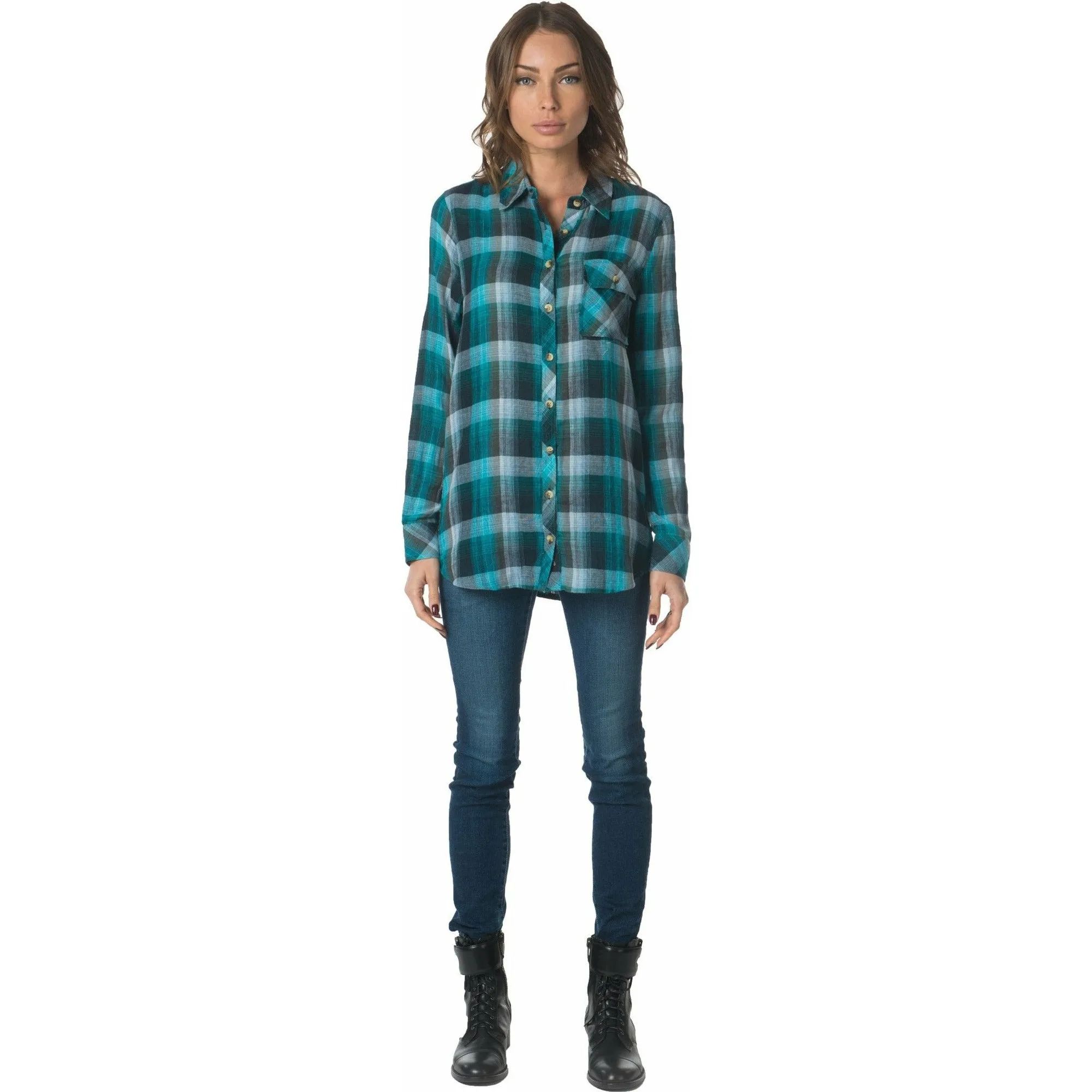 Emma Teal Plaid Top