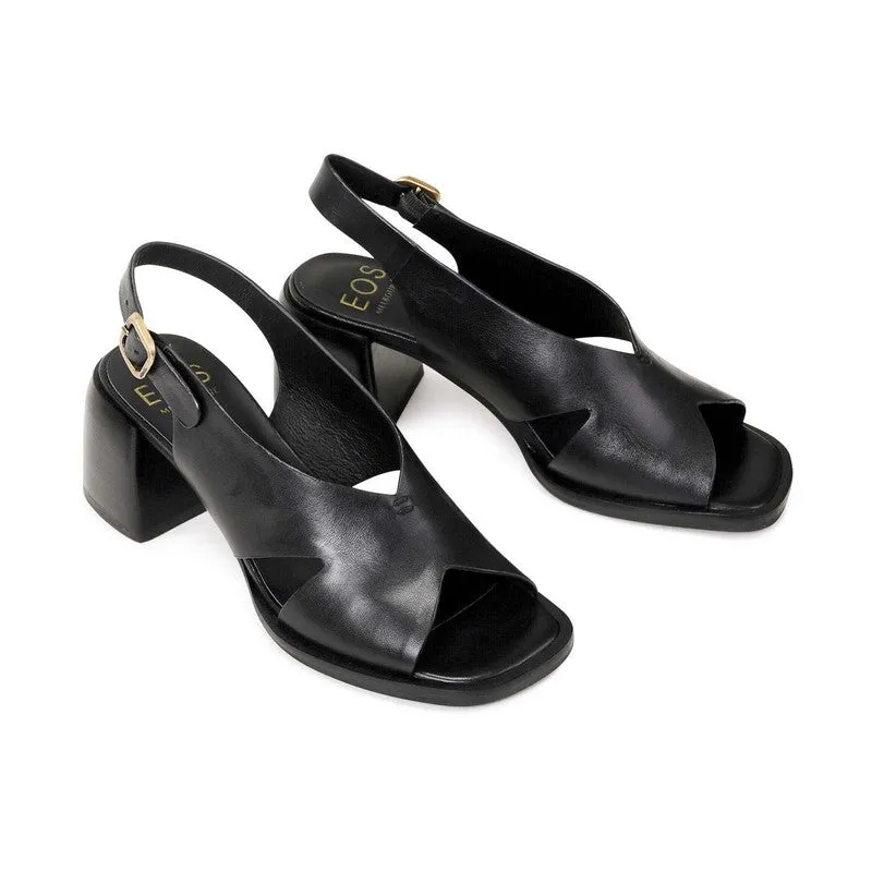 Eos Isadora Black Heeled Slingback Sandal