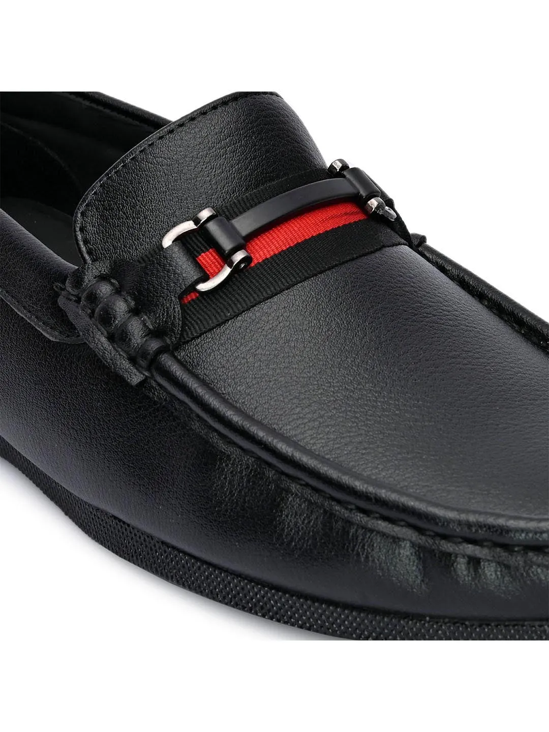 Hydes N Hues Men Black Loafers with Metal Buckle