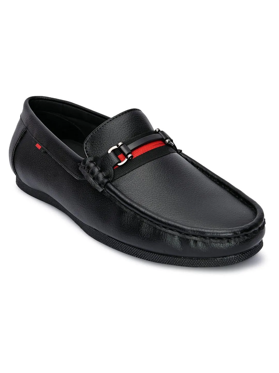 Hydes N Hues Men Black Loafers with Metal Buckle