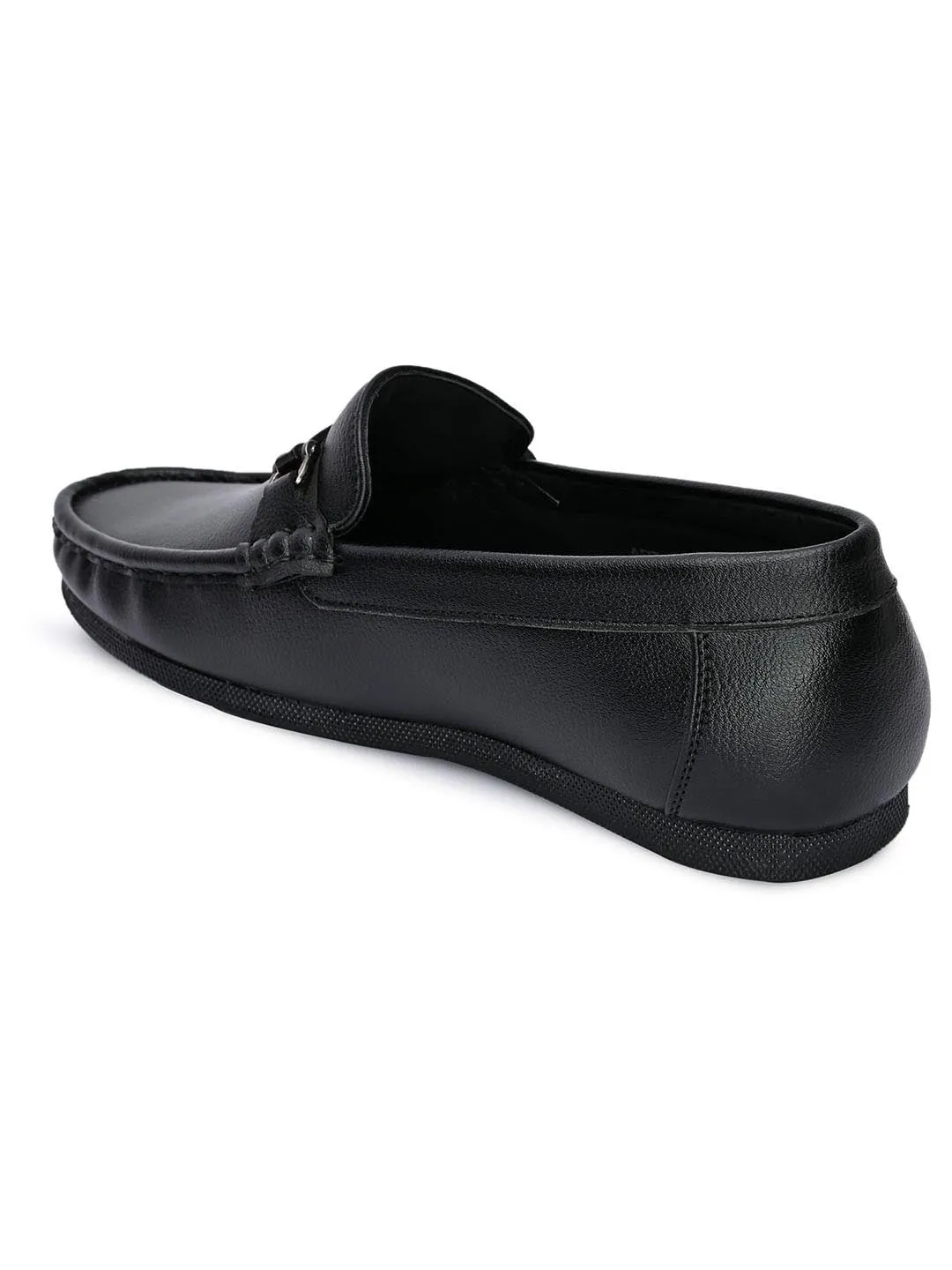 Hydes N Hues Men Black Loafers with Metal Buckle