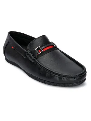 Hydes N Hues Men Black Loafers with Metal Buckle