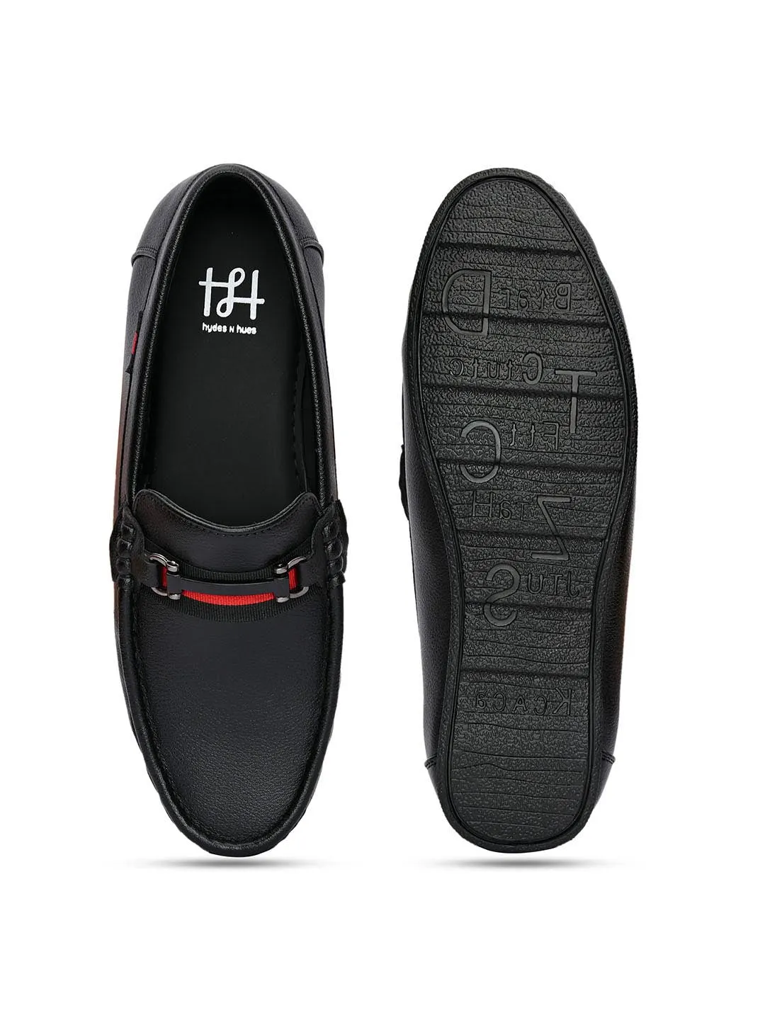 Hydes N Hues Men Black Loafers with Metal Buckle