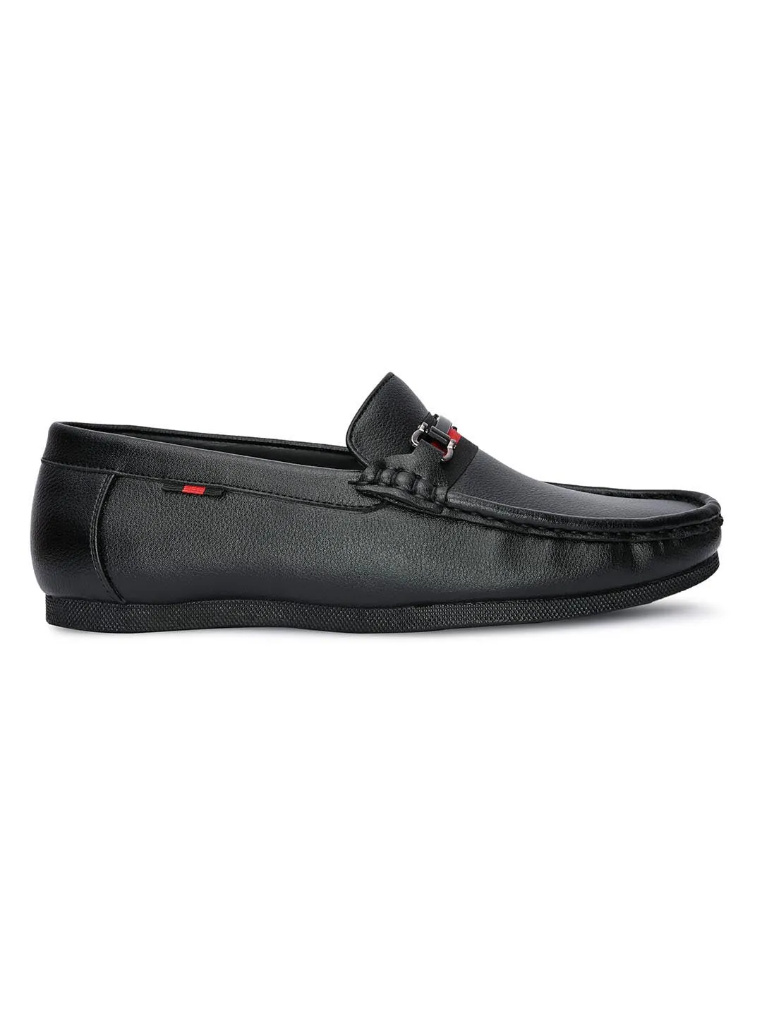 Hydes N Hues Men Black Loafers with Metal Buckle