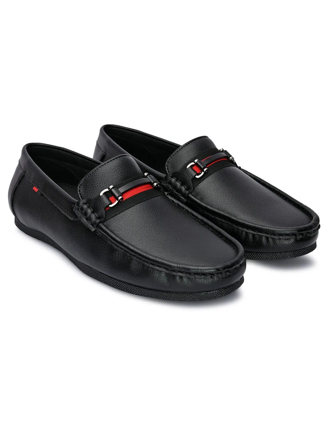 Hydes N Hues Men Black Loafers with Metal Buckle
