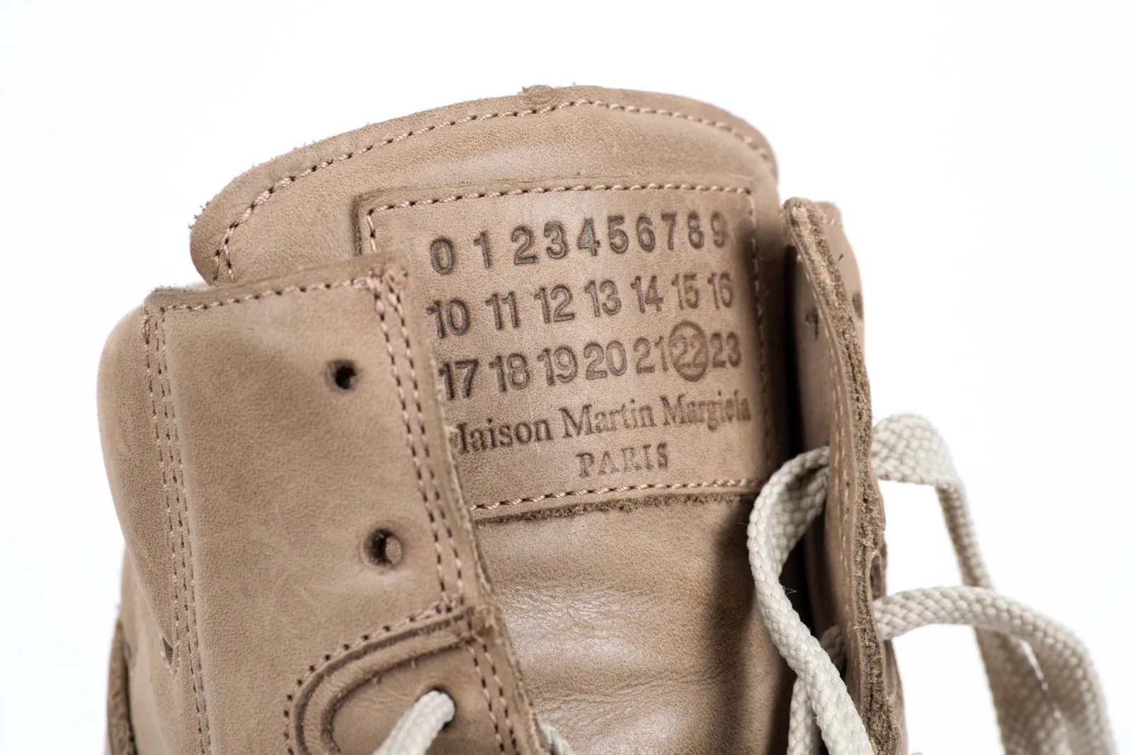 Maison Martin Margiela Taupe Brown Leather High Top Sneakers, EU 37