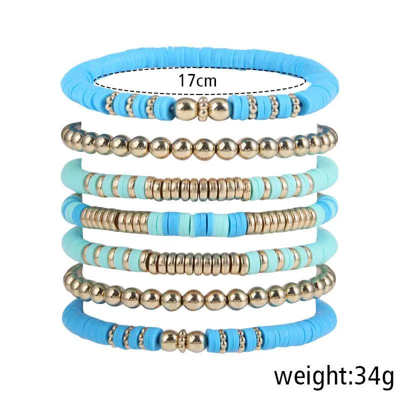 Retro Bohemian Polymer Clay Ball Bracelet Set