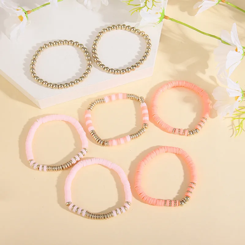 Retro Bohemian Polymer Clay Ball Bracelet Set