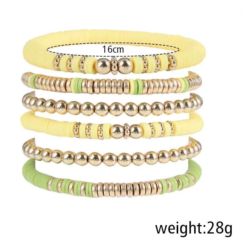 Retro Bohemian Polymer Clay Ball Bracelet Set