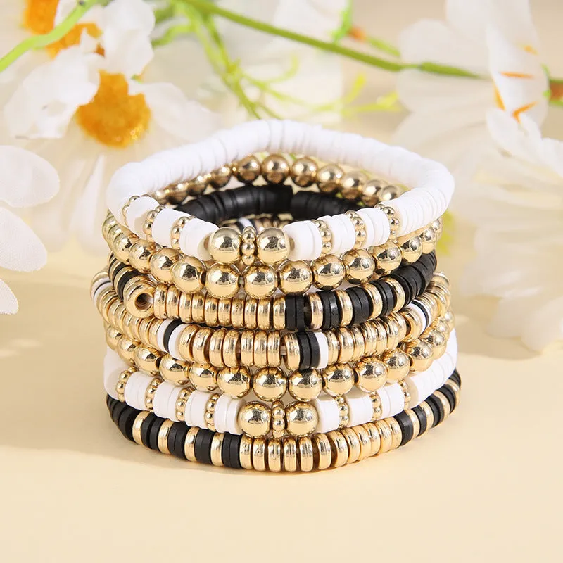 Retro Bohemian Polymer Clay Ball Bracelet Set