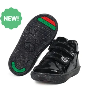 RILEY - Girls' Black Crinkle Rip Tape Boots (Available in Half Sizes) RILEY - Girls' Black Crinkle Rip Tape Boots (Available in Half Sizes)