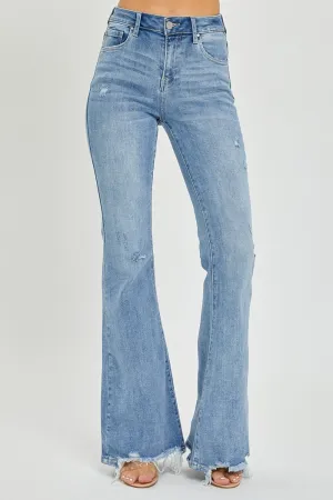 Risen Full Size High Rise Frayed Hem Flare Jeans Risen Full Size High Rise Frayed Hem Flare Jeans