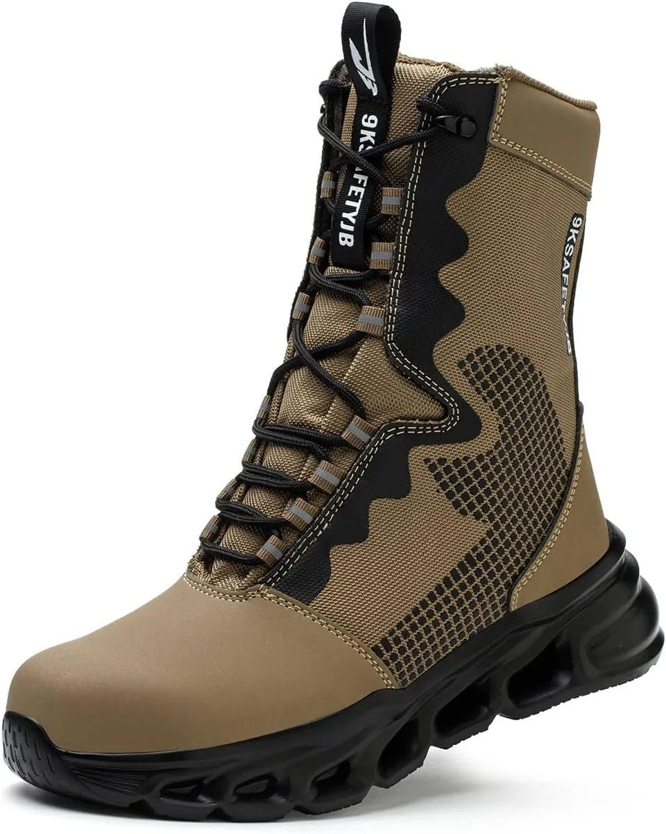 Steel Toe Boots for Men Lightweight Tactical Boots Water Resistant Work Safety Shoes Breathable Non-Slip Combat Boots