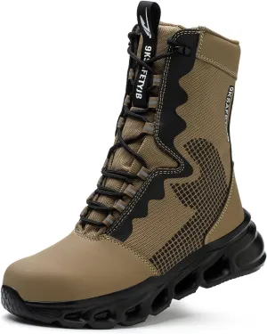 Steel Toe Boots for Men Lightweight Tactical Boots Water Resistant Work Safety Shoes Breathable Non-Slip Combat Boots