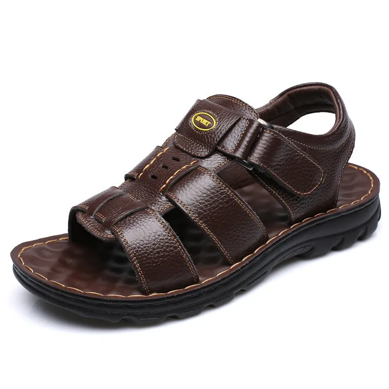 Summer Casual Beach Leather Versatile Velcro Sandals