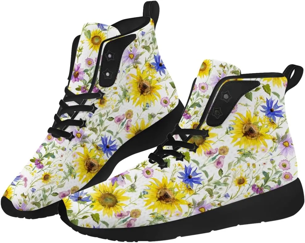 Sunflower Shoes for Men Women High Top Sneakers Casual Shoes Gifts for Girlfriend Boyfriend