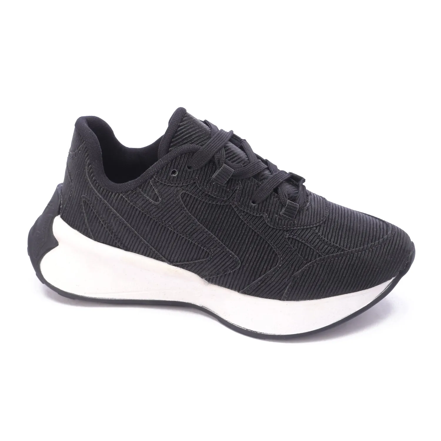 Textured Rubber Lace Shoe-Black