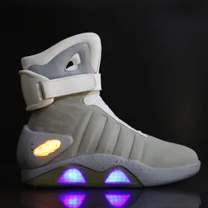Three Mode USB Charging LED High Top Basketball SneakersBack to Future Shoes