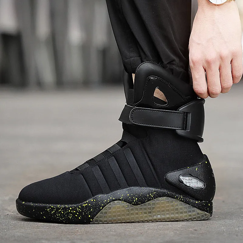 Three Mode USB Charging LED High Top Basketball SneakersBack to Future Shoes