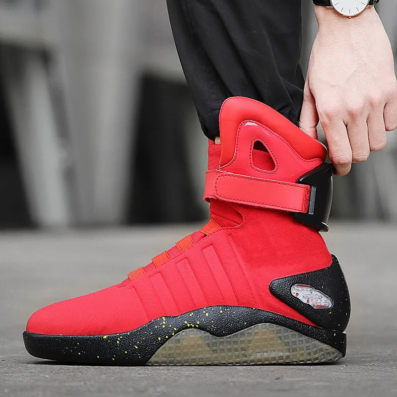 Three Mode USB Charging LED High Top Basketball SneakersBack to Future Shoes