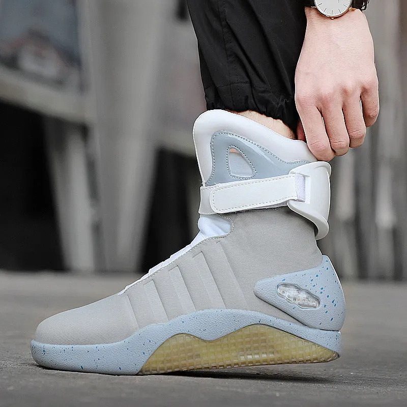 Three Mode USB Charging LED High Top Basketball SneakersBack to Future Shoes